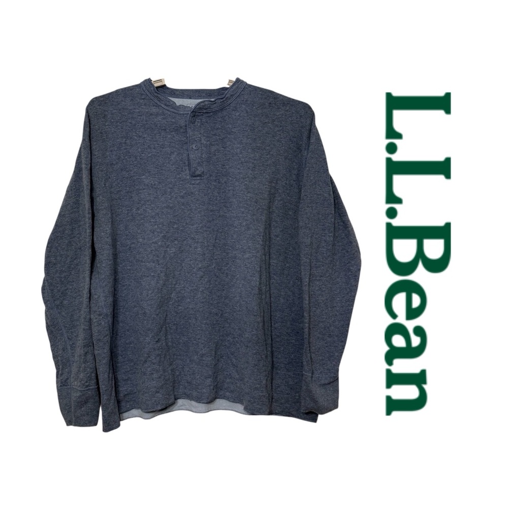 L.L. Bean Men's Two-Layer River Driver's Shirt Wool Blend Henley‎ Base Blue XXL